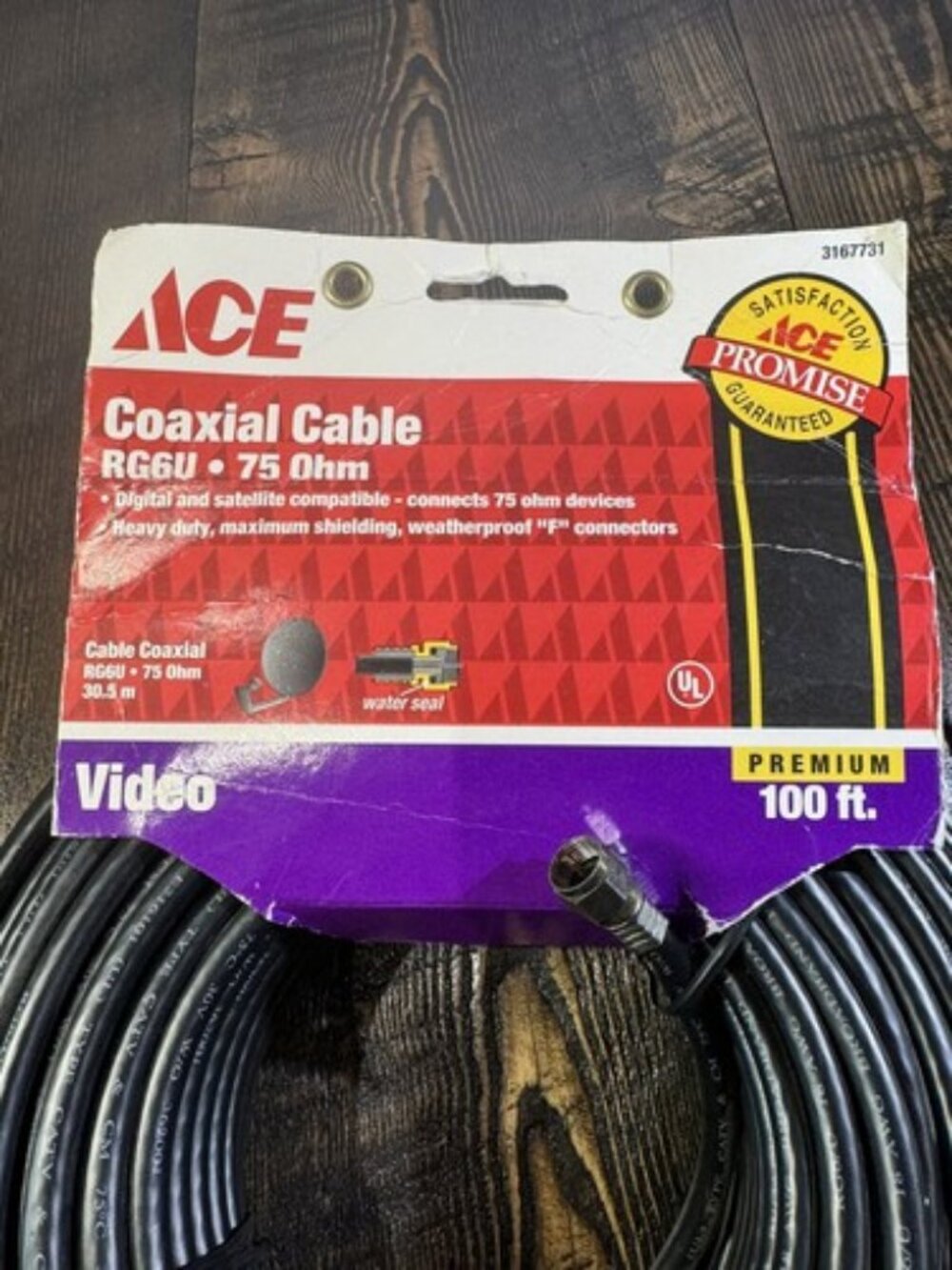 Digital Satellite Coaxial Cable Tv VCR RCA Subwoofer CL2 Cable RG6/U 75ohm 100ft - Picture 3 of 5